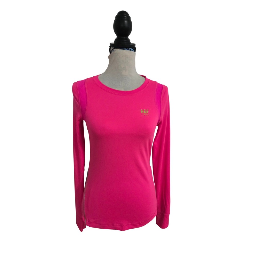 Abercrombie‎ Womens Neon Pink Long Sleeve Activewear Top Thumbholes Size S